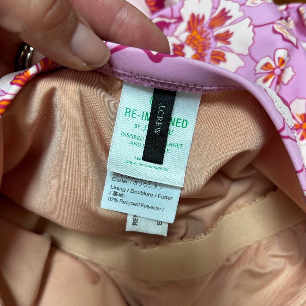 J.Crew Ruched bandeau one-piece in climbing pink floral 2 - Picture 8 of 10